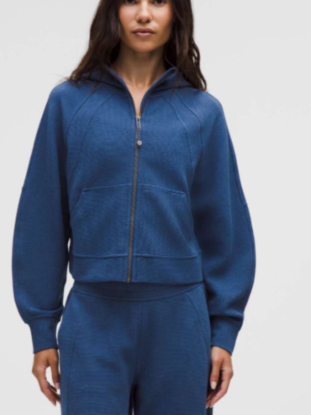 Lululemon Athletica Scuba Cropped Half-Zip FUNNEL NECKWaffle HBWL Heathered Blue